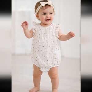 White Star-Patterned Baby Romper Slate Size 18 Months